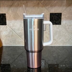 Stanley Silver Tumbler with White Handle